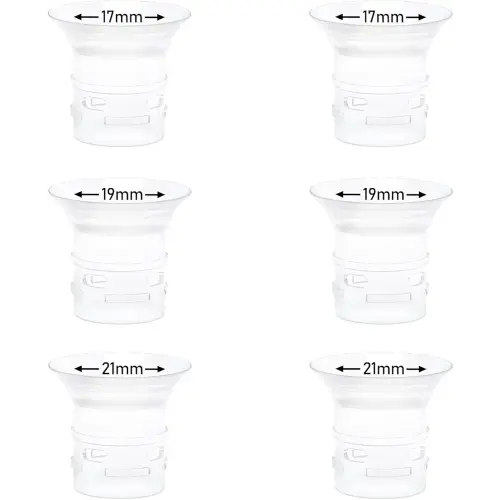 6pcs Flange Insert 17/19/21mm Compatible with eufy S1 Pro/S1/E10/E20 Wearable Breast Pump, Replace for eufy Breast Pump Sizing Insert, Fit for eufy Breastpump Replacement Parts