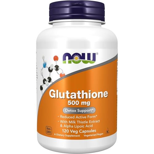 Now Foods Supplements, Glutathione 500 mg, with Milk Thistle Extract & Alpha Lipoic Acid, Free Radical Neutralizer*, 120 Veg Capsules, Beige