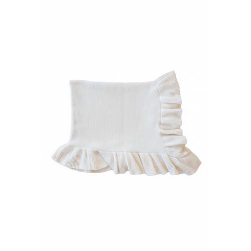 Knit Blanket With Ruffle | Ivory