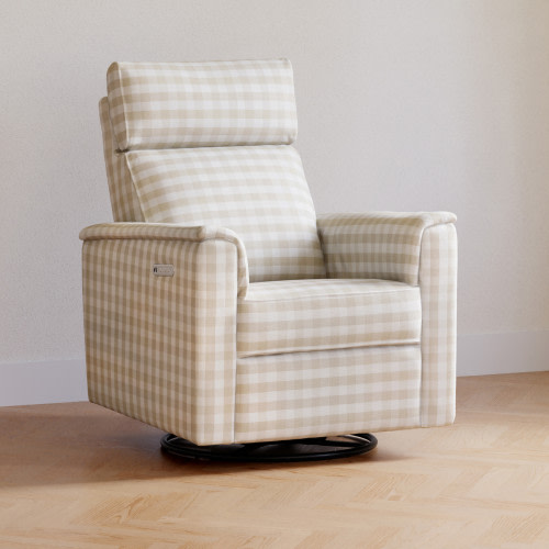 Namesake Willa Deluxe Power Recliner and Swivel Glider - Tan Gingham
