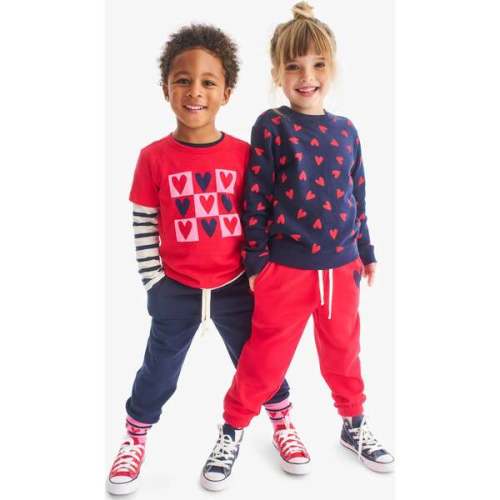 Kids Sweatshirt In Confetti Hearts, Navy Mini Lollipop Hearts - Primary | Maisonette