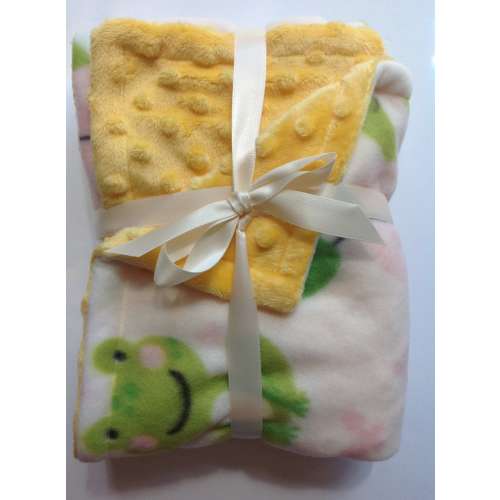 Frog soft flannel and minky fleece baby blanket 24"x27"