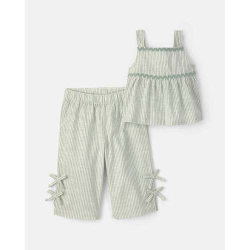 Baby Girl 2-Piece Striped Top & Pant Set - Green | Carter's