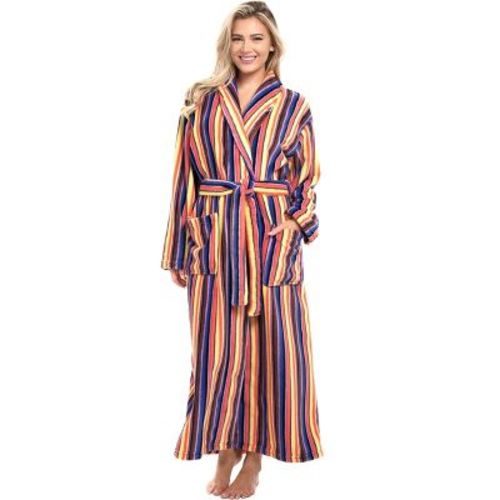 ADR Womens Robes Long Plush, Robes for Women Bathrobe, Plus Size Robe Candy Striped Small