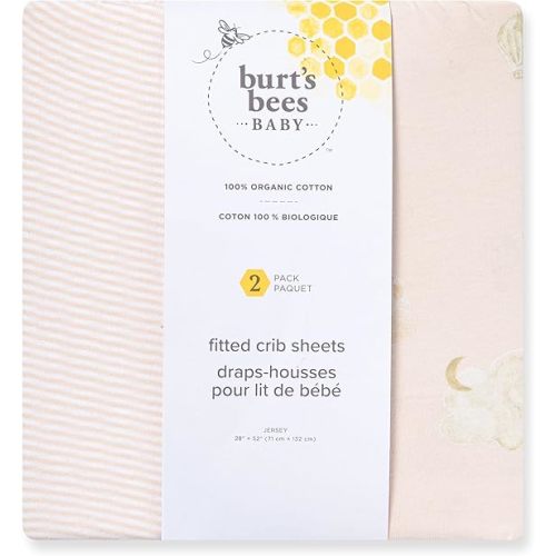 Burt's Bees Baby Essential Organic Cotton Fitted Crib Sheet, Breathable for Boy Girl Standard Crib & Toddler Mattresses