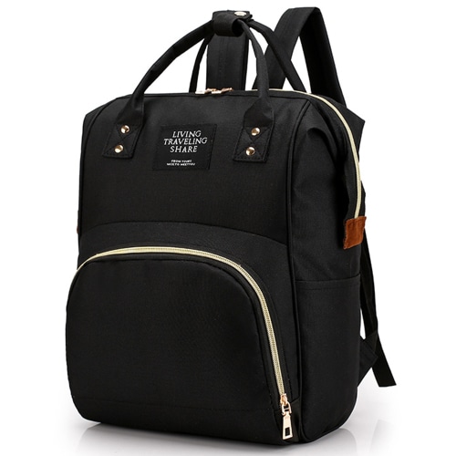 Diaper Bag Backpack, Multifunctional Mommy Nappy Bags with Insulated Pockets, Waterproof, Large Capacity, Black