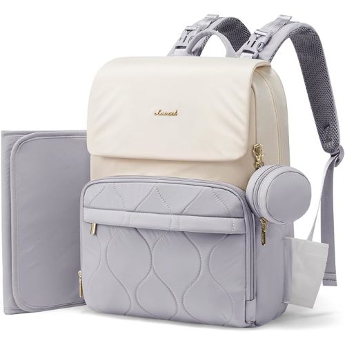 LOVEVOOK Diaper Bag Backpack, Baby Travel Bags for Boys & Girl, Toddler Waterproof Diaper Bag w/Changing Pad (Beige khaki, 15.6''-Small)