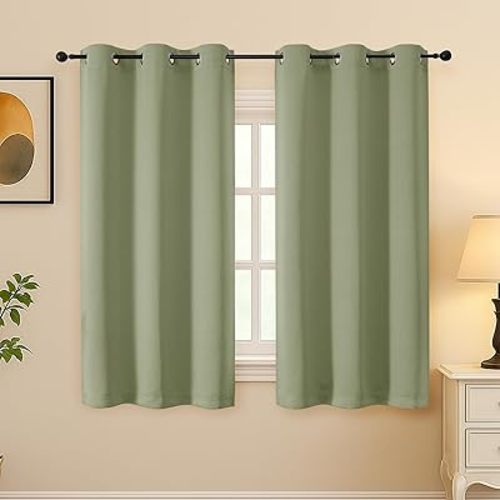 Simplebrand Sage Green Curtains for Bedroom 54 Inch Length 2 Panels Set, Room Darkening Thermal Insulated Energy Saving Curtains for Nursery, Grommet Solid Soft Window Treatment Drapes, W40 x L54
