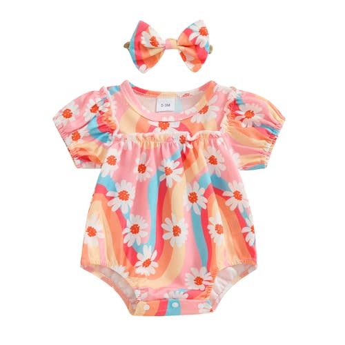 Newborn Baby Girl Romper Summer Floral Bubble Rompers Infant One Piece Bodysuit Toddler Outfit Cute Boho Clothes