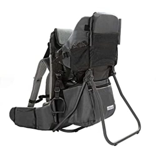 ClevrPlus Cross Country Baby Backpack Carrier, Grey, Toddler Hiking Backpack with Comfortable Seat, Adjustable Straps & Belt, Foldable Frame Lightweight Large Capacity Child Carrier for Outdoor