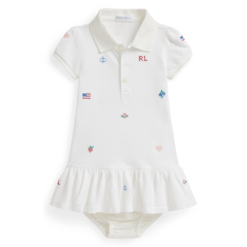 Embroidered Cotton Piqué Drop Waist Dress with Bloomers