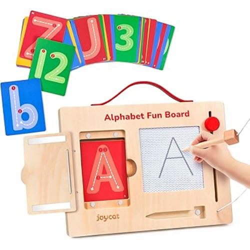 JoyCat Wooden Magnetic Letter Tracing Board,Alphabet and Number Writing Board for Toddlers ABC Letters Uppercase & Lowercase Practicing Learning Education Toys