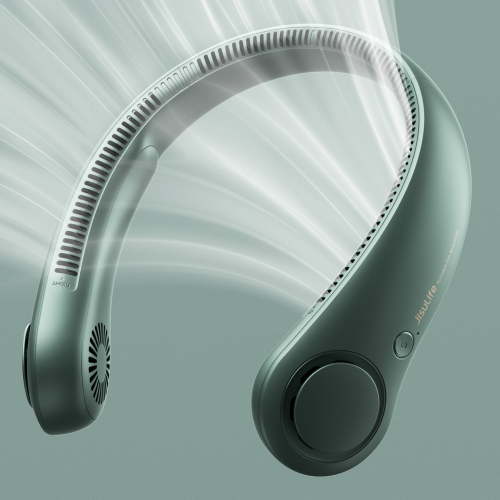 JISULIFE Portable Neck Fan, Rechargeable Wearable Fan, Bladeless Hands-Free Cooling, Quiet 25dB, 5 Speeds, 16H Battery Life gift for women/men-Green