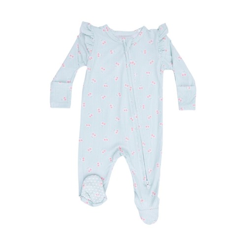 Tiny Stripe Ruffle Footie Jumpsuit, 3-6M