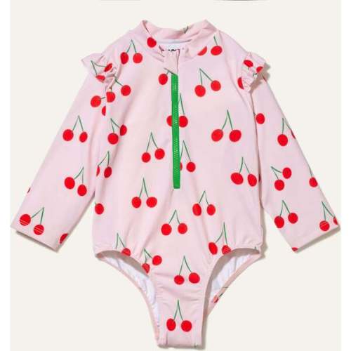Maisonette - Mon Coeur Recycled Polyester Cherry Baby Zipped Rashguard Onepiece