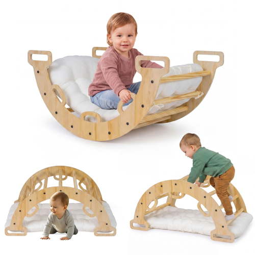 Costway Wooden Rocking Climbing Arch with Cushion, 3-in-1 Montessori Kids Climber Rocker Natural - Walmart.ca