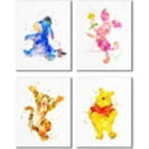 Winnie The Pooh Watercolor Prints - Nursery Wall Art Decor Prints - Set of Four 8x10 Unframed Photos Tigger Eeyore Piglet