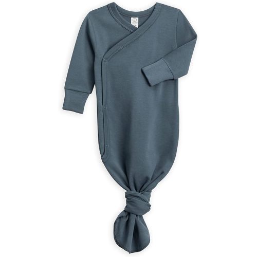 Colored Organics Baby 100% Organic Cotton Newborn Knotted Gown - Infant Indy Kimono Wrap Front Tie Knot with Mitten Cuffs