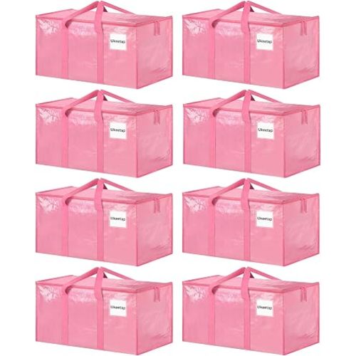 ukeetap 8 Pack Extra Large Clothes Storage Bins with Lids, Pink