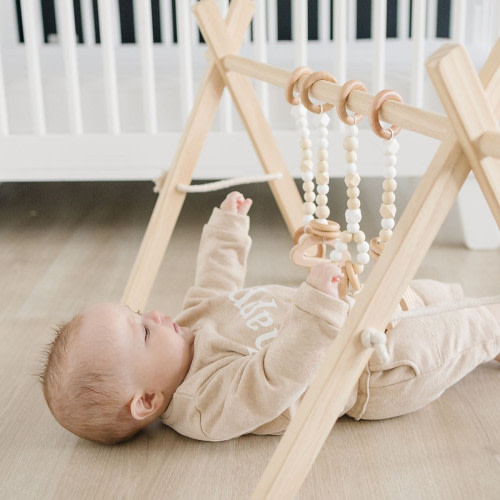 Poppyseed Play Natural Pine Wood Baby Gym - White Toys (2021)
