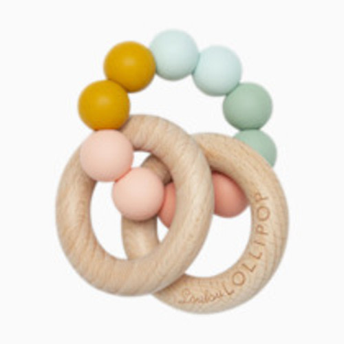Loulou Lollipop Bubble Silicone & Wood Teething Rattle - Rainbow