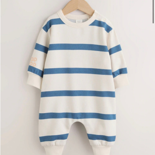 Buy Blue/Ecru Stripe Sweat Baby Romper (0mths-3yrs) from Next USA