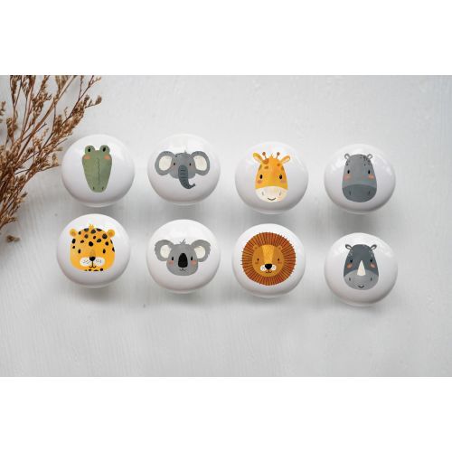 Safari Animals Ceramics Drawer knob handle, Nursery Knob Handle,Lion knobs for nursery drawers,Children's cabinet knob, custom engraved