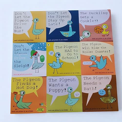 9PCS Pigeon Books Mo Willems Don’t Let The Pigeon Drive The Bus Book Series Paperback, Mo Willems Books Set for Family Reading