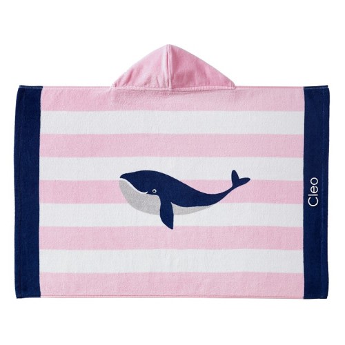 Whale Stripe Baby Beach Hooded Towel UPF 50+