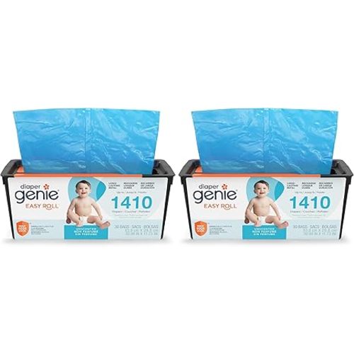 Diaper Genie Easy Roll Refill, 30 Bags Per Refill, Holds Up to 1410 Newborn Diapers| Odor Control| Diaper Pail-Bags, Fits-Genie Signature & Platinum Pails, (Pack of 2)