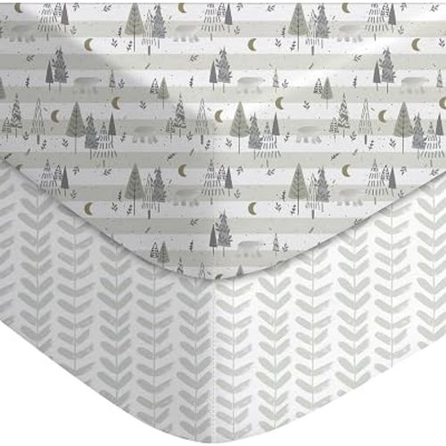 Yoofoss 2-Pack Baby Crib Sheets for Boys Girls 52x28 (Woodland) | Soft & Breathable & Cozy, Fitted Crib Mattress Cover Set for Baby Bed and Toddler Mattress