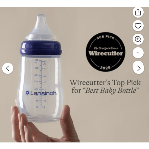 Lansinoh Momma Biberón de Leche Materna 5 Oz / Biberones / Biberones de Flujo Lento para Recién Nacidos / Sistema de Ventilación Biberones Anticólicos para Bebés / Pezones de Onda Natural / Lactancia