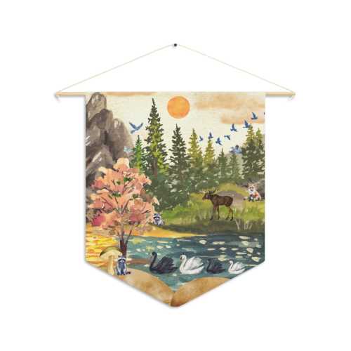 Nature-Inspired Wall Pennant, Boho Decor, Woodland Landscape Hanging Banner, Home Decor, Gift for Nature Lovers