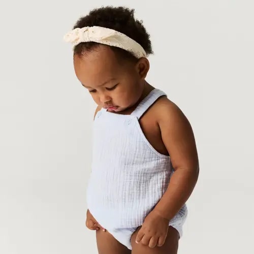 Halogen Blue Cotton Crinkle Bubble Romper