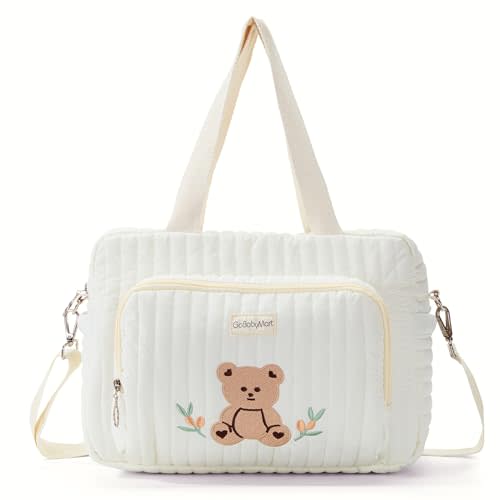 GOBABYMART Small Diaper Bag Tote, Maternity Baby Bag with Insulated Bottle Pockets & Stroller Straps, Diaper Bag for Moms