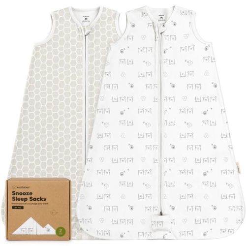 2-Pack Snooze Baby Sleep Sacks, Organic Cotton Wearable Blanket, Soft Toddler Sleeping Bag, Smooth Zipper (Bumble Bear, Medium)