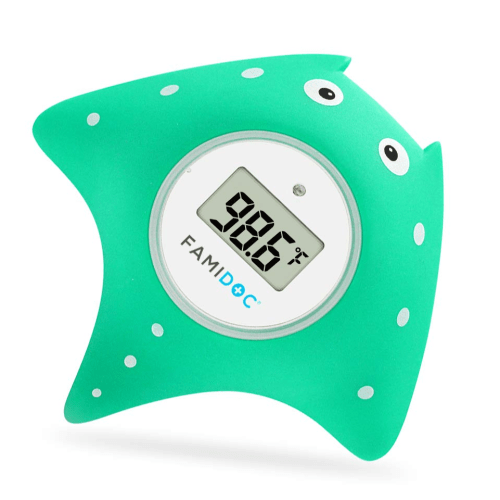 Baby Bath and Room Thermometer - Famidoc FDTH-V0-22 New Upgraded Sensor Technology for Baby Health Bath Tub Thermometer Floating Toy (Blue)