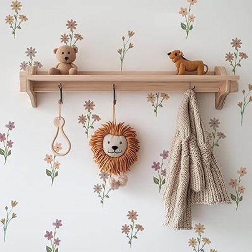 funlife 72 PCS Watercolor Floral Wall Decals Peel and Stick, Wall Decor for Girls Bedroom, Boho Flowers