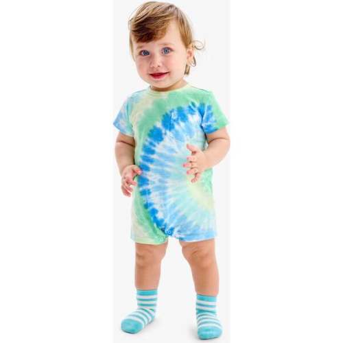 Baby Pocket Shortie In Tie-Dye, Cool Tie Dye Spiral - Primary | Maisonette