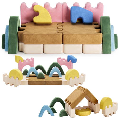 EVMORE 18PCS Modular Kids Play Couch, Junlge Theme Foam Children Sofa Couch for Girls Boys, DIY Creativing Modular Kids Sofa, Modern Floor Couch for Kids Playroom, Bedroom