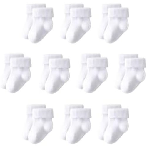 Newborn Socks 10 Pairs, Cotton Baby Turn Cuff Socks 0-3 Months