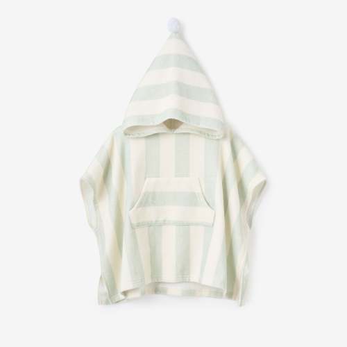 Sage Cabana Stripe Terry Poncho – Elegant Baby