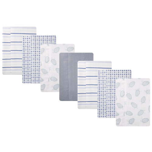 Hudson Baby Unisex Baby Cotton Poly Flannel Burp Cloths, Little Sea Turtle 7-Pack, One Size