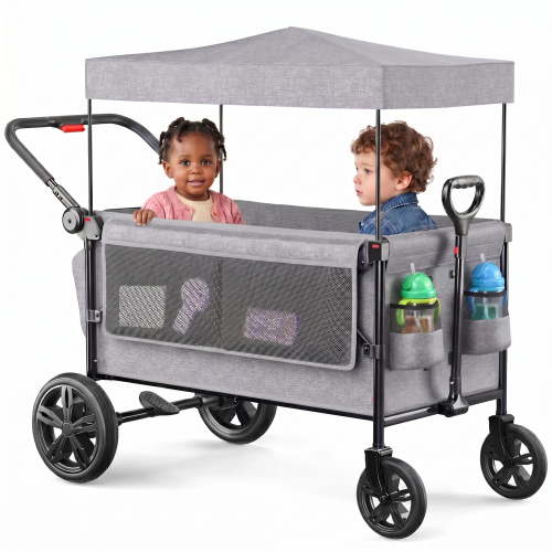 SACVON Double Stroller Wagon for Toddler and Infant, Foldable, Canopy, 220 lb Capacity