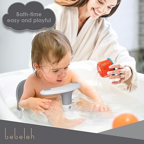BEBELEH™ Baby Bath Seat [Original] for Babies 6 Months & Up - Safe Infant and Toddler Baby Bathtub Seat for Sitting Up - Baby Bath Tub Baby Tub Seat for Shower (Gray, 8 Months+)