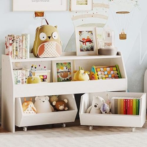 Kids Toy Storage Organizer, Kids Toy Organizer, Playroom Organization White