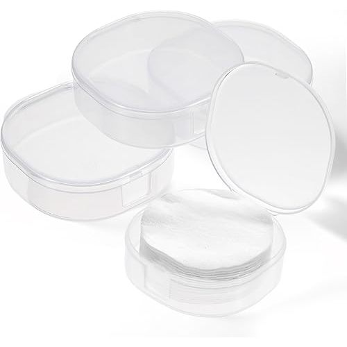 QfwdfcTrenz 4Pcs Plastic Cotton Square Holder Cosmetic Cotton Pads Holder Travel Portable Travel and Sealed for Makeup Remover Cottons Ball, White