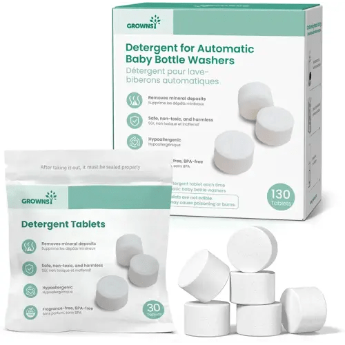 GROWNSY Detergent Washing Tablets 130 PCS for Momcozy, Baby Brezza Bottle Washer, Compatible with All Brands Baby Bottle Washers