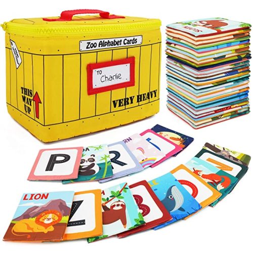 Urban Kiddy Zoo Alphabet Cards | Soft Alphabet Flash Cards, Educational Early Learning Infant Toys for Babies Infants Toddlers Boys Girls Kids Over 0 1 2 3 Years Old | My First ABC Animal Cloth Cards