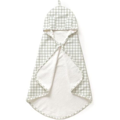 MakeMake Organics Organic Cotton Hooded Towel Baby Toddler GOTS Certified Organic Cotton Beach Poncho Towel Large Absorbent Non Toxic Neutral (Weaves, Diagonally 35"x35")